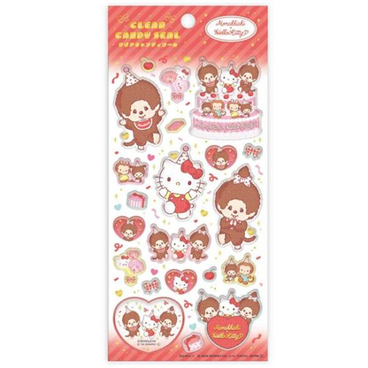 Monchhichi｜Sanrio Hello Kitty Clear Candy Stickers｜20cm x 9cm approx.