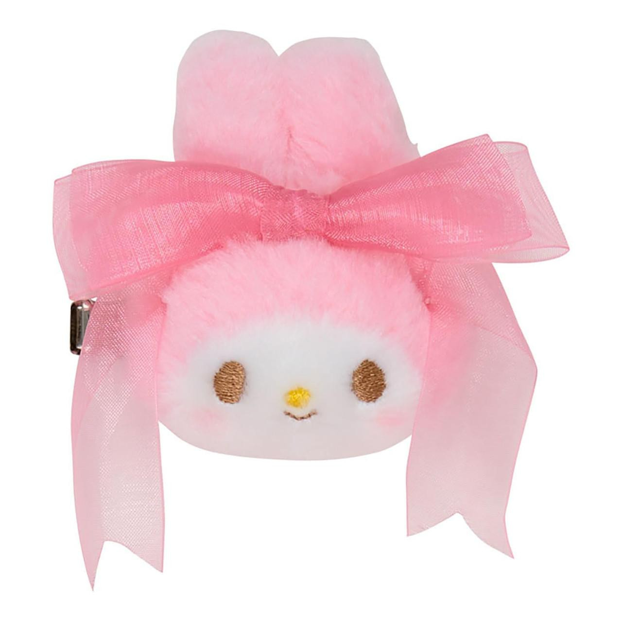 Sanrio｜My Melody Hair Clip Set  Princess Ribbon甜美美乐蒂50周年生日系列粉色脸型毛绒玩偶发夹/刘海夹1对｜约15.9 x 10.8 x 2.8cm