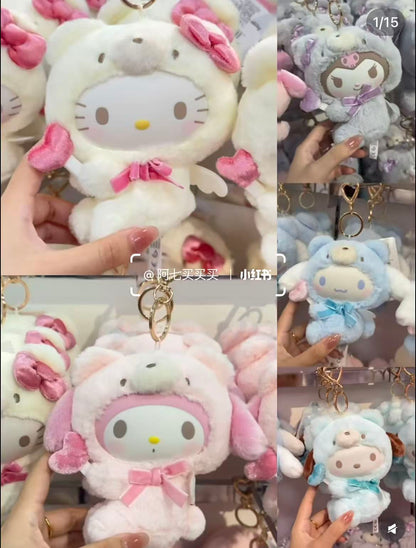 Sanrio｜Fluffy Angel Bear Vinyl Mascot Holder /Plush Keychain｜15×8×14cm approx.