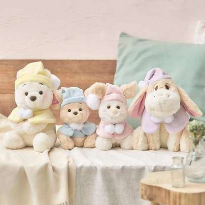 Disney迪士尼｜Plush Toy (S）/ White Pooh Fruit Latte Color Cape 东迪冬日限定水果拿铁色睡衣睡帽斗篷系列可爱角色坐姿毛绒玩偶/公仔/S号｜约28×17×19cm