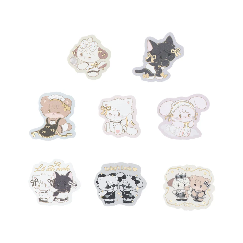 mikko illustrations｜Lil ala mode French Girly series flake stickers｜H30 x W30mm approx.