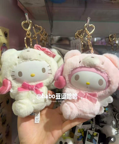 Sanrio｜Fluffy Angel Bear Vinyl Mascot Holder /Plush Keychain｜15×8×14cm approx.