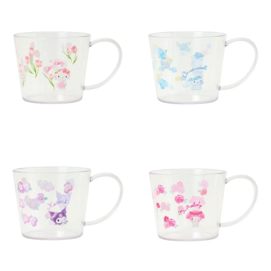 Sanrio｜Watercolor Flower Clear Mug｜330ml