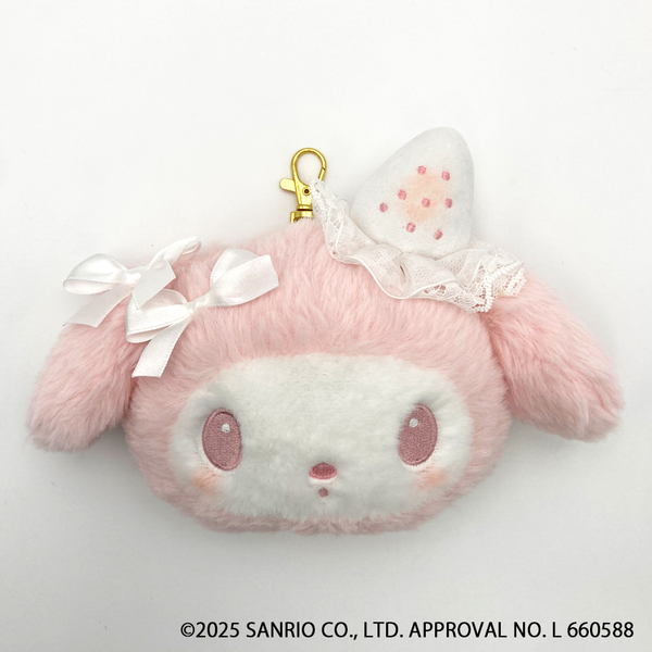 Sanrio｜My Melody White Strawberry Tea Time Face Pass Case｜H14cm x W21.5cm x D4.5cm approx.