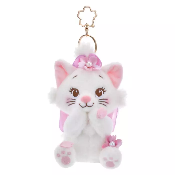 Disney迪士尼｜Cherry Blossom Sakura 2025Collection Mascot Keychain 东迪2025年限定樱花粉坐姿可爱角色毛绒玩偶钥匙扣挂件/包挂/樱花造型钥匙圈｜ 约高 12 x 宽 10 x 深 12.5 (cm)