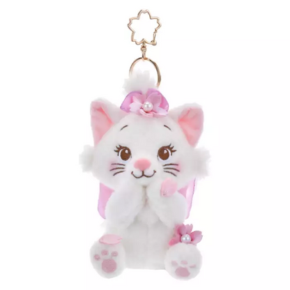 Disney迪士尼｜Cherry Blossom Sakura 2025Collection Mascot Keychain 东迪2025年限定樱花粉坐姿可爱角色毛绒玩偶钥匙扣挂件/包挂/樱花造型钥匙圈｜ 约高 12 x 宽 10 x 深 12.5 (cm)