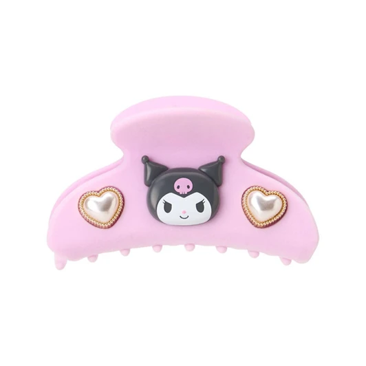 Sanrio｜Characters 3D Face Pearl Heart Flocky Hair Claw Clip｜9×4×5cm approx.
