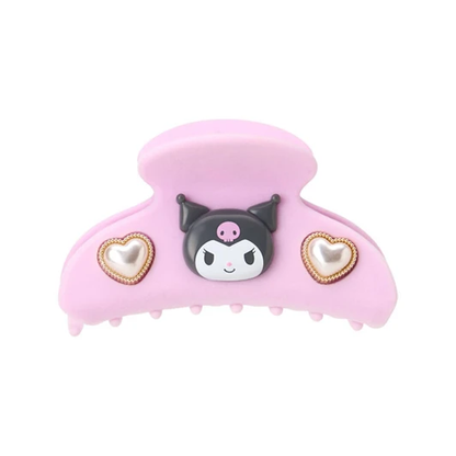 Sanrio｜Characters 3D Face Pearl Heart Flocky Hair Claw Clip｜9×4×5cm approx.