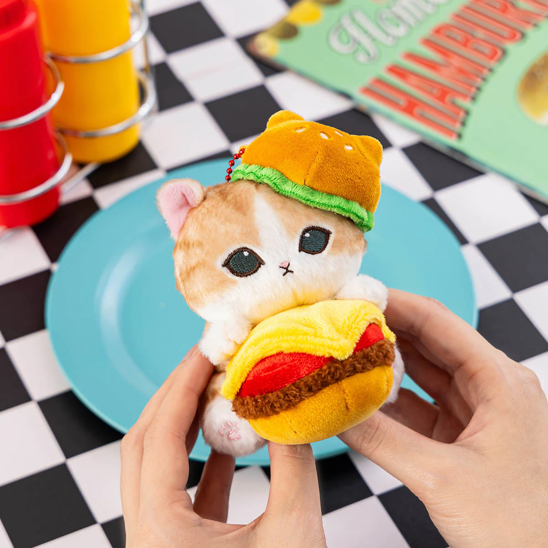 Mofusand｜Diner Nyan Burger Mascot Holder /Plush Keychain｜H120 x W90 x D120mm approx.