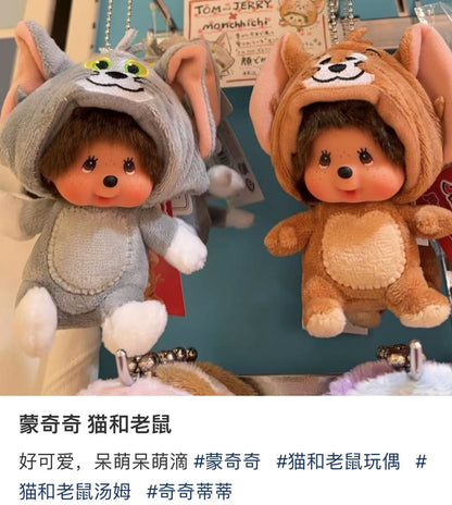 Monchhichi｜Tom &amp; Jerry x Monchhichi  Big Face Mascot Holder /Plush Keychain｜H13 x W10.5 x D7cm approx.