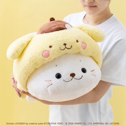 【click &amp; collect】Sanrio｜Shirotan x Pompompurin Hugging Pillow｜55cm x 30.5cm x 24.4cm approx.