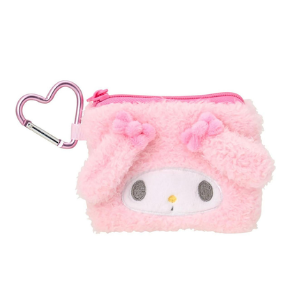 Sanrio｜Fluffy Face Mascot Mini Pouch with Carabiner｜11×1.5×8.5cm approx.