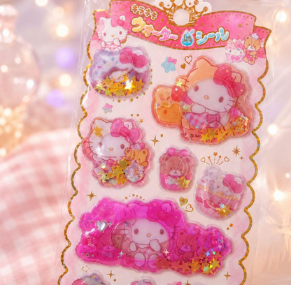Sanrio｜Sunburn Summer  Characters Glitter Water-In Stickers｜H200 x W100mm x D5mm