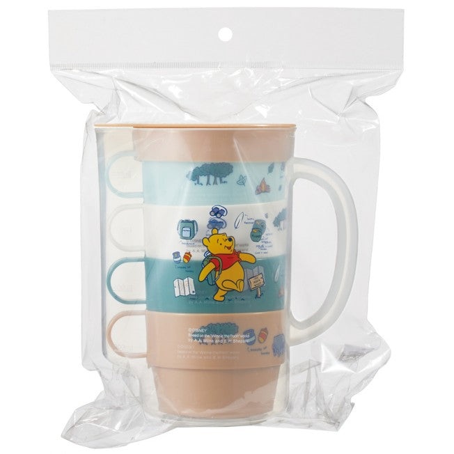 Disney｜限定小熊维尼噗噗耐高温便携叠叠杯和水壶套组｜水壶850ml/杯各250ml