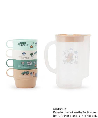 Disney｜限定小熊维尼噗噗耐高温便携叠叠杯和水壶套组｜水壶850ml/杯各250ml