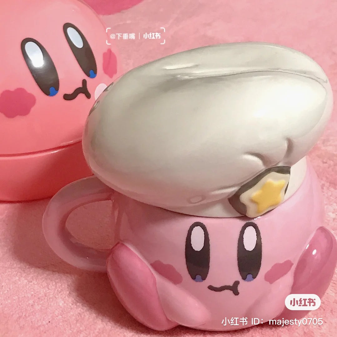 Kirby｜可爱陶瓷厨师帽盖马克杯/桌面杯/摆件｜约H125×W135×D105mm