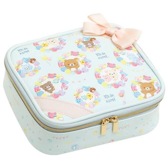 Rilakkuma轻松熊｜蝴蝶结甜美系多功能化妆包/内里超精美｜约140×165×50mm